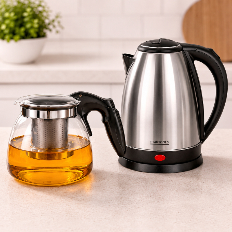 Chaleira Elétrica 220v Bule Infusor 350ml Chá Desligamento Automático Base Giratória 360 Vidro Inox