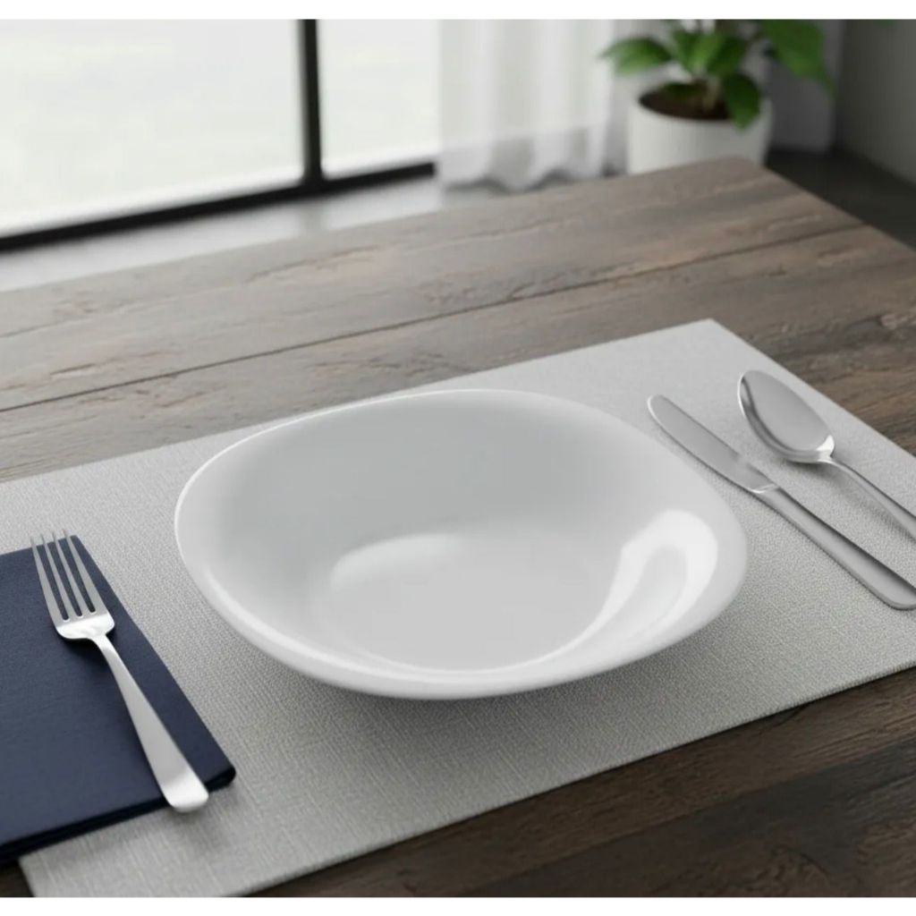 Jogo 6 Pratos de Sobremesa Quadrado Branco Opaline Vidro Resistente Mesa Posta Luxo 22cm 123Útil