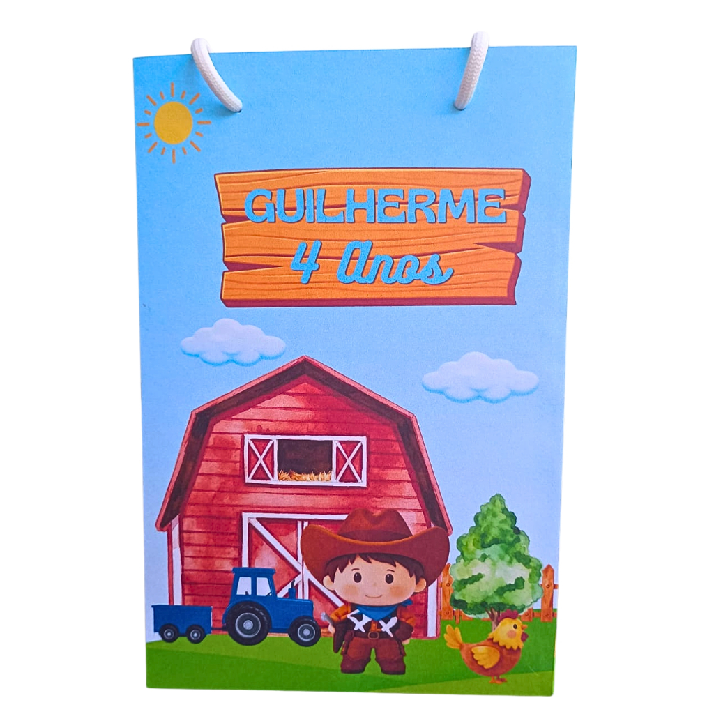 Sacolinha Personalizada Fazendinha Lembrancinha Festa Infantil Nome Idade Personalizados