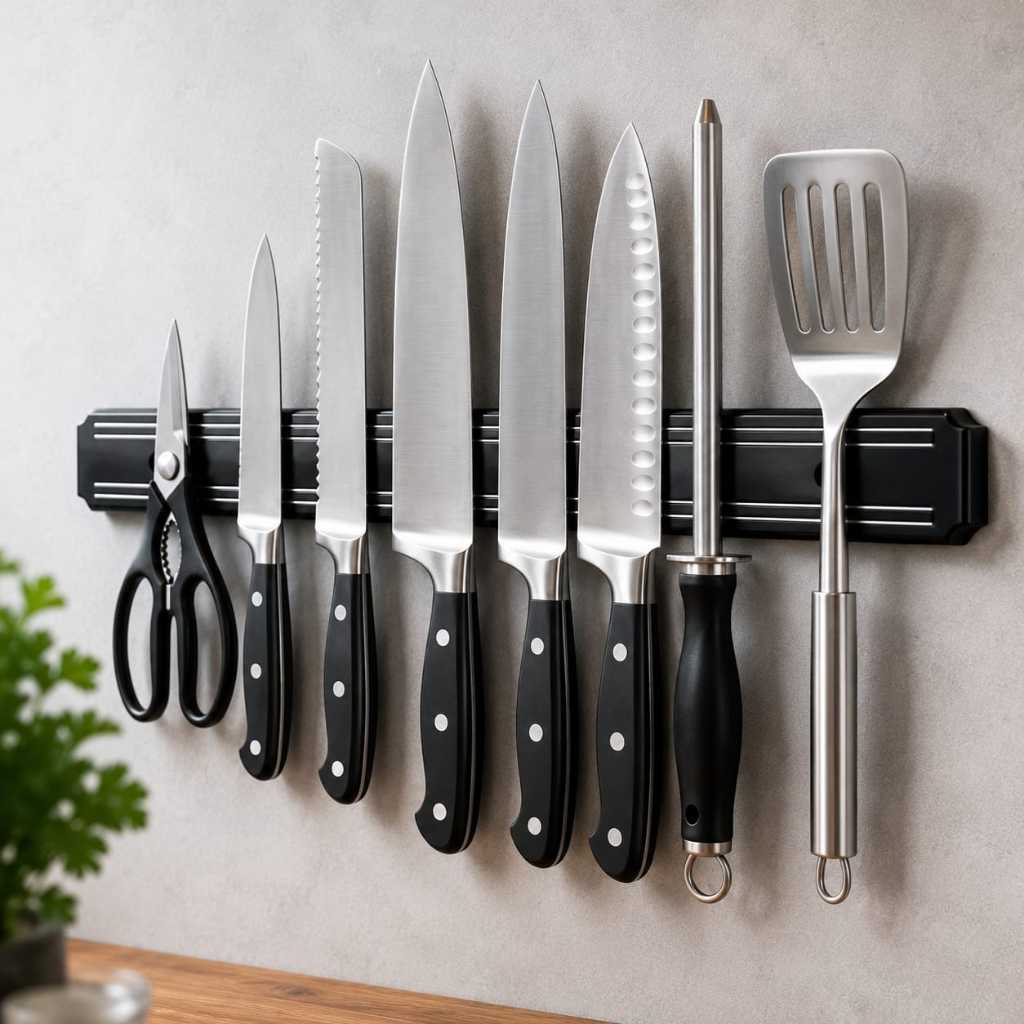 Suporte Magnético para Facas  33cm Ferramentas Utensílios Porta Facas Organizador de Parede Cozinha Oficina