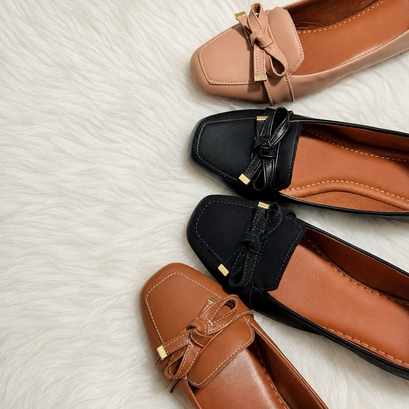 Kit 2x Sapatilha Mocassim Feminina Bico Quadrado com Laço