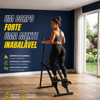 Simulador de Escada Dobrável Escalador Treino Em Casa Queime Mais Calorias Compacto Suporta 120KG