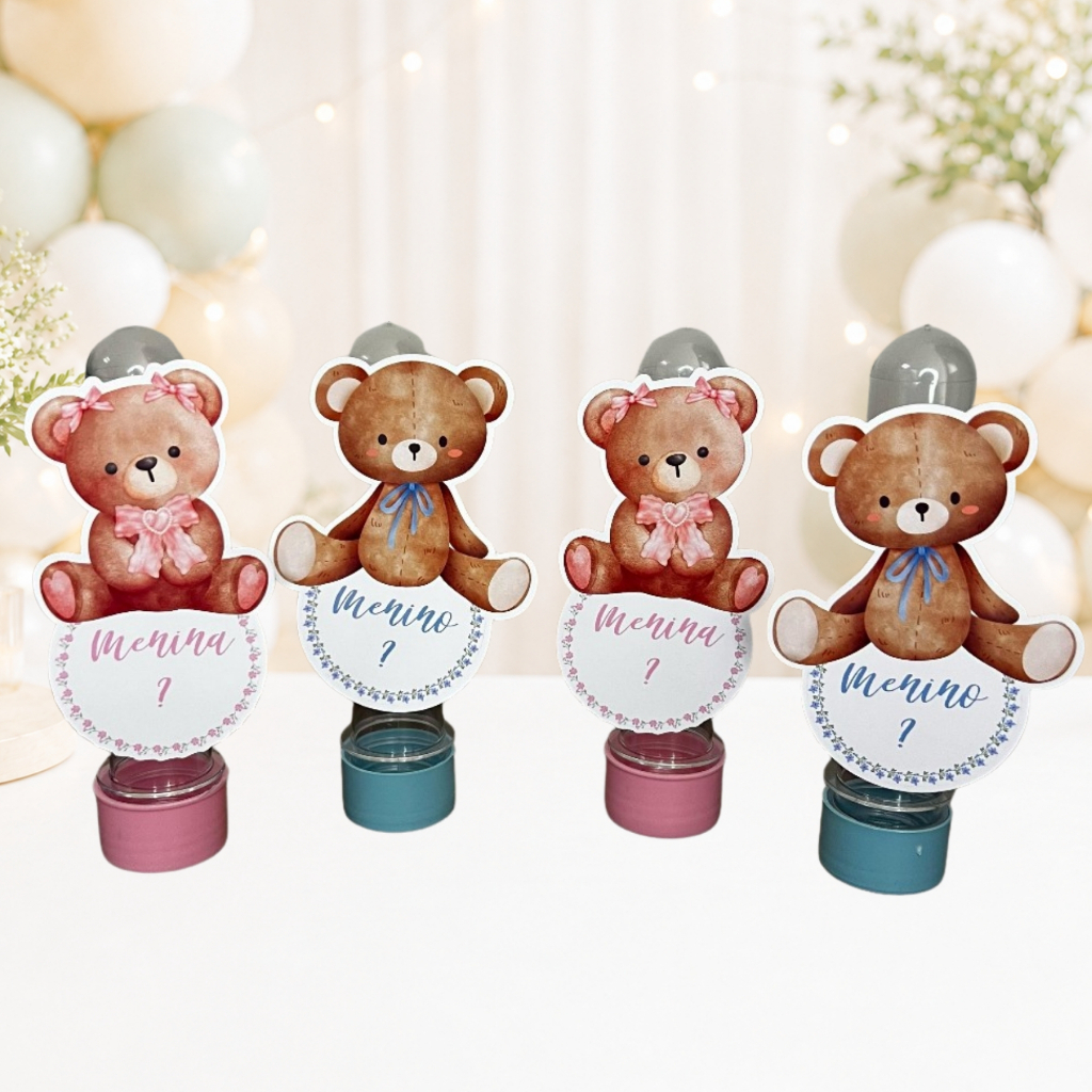 Tubetes + Apliques 3D Personalizado Lembrancinha Festa de Cha de Bebe, Cha Revelação