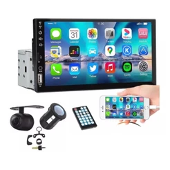 Central Multimídia Automotiva Universal Conexão Bluetooth Mp5 Bt 1 Din 7 Polegadas Dvd Camera de Ré Espelhamento USB