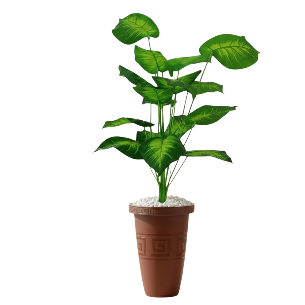 Planta Artificial Comigo Ninguém Pode E Vaso Rattan Grande Decorativo