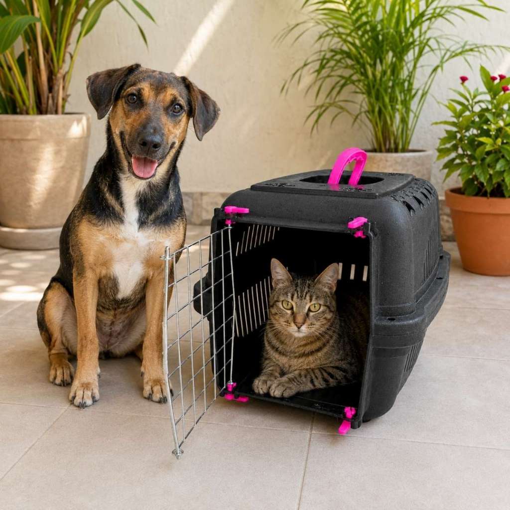 Caixa Transporte Pet Grande Pequena Média Cachorros Cães Gatos Coelhos N1 N2 N3 Portinha de Aço