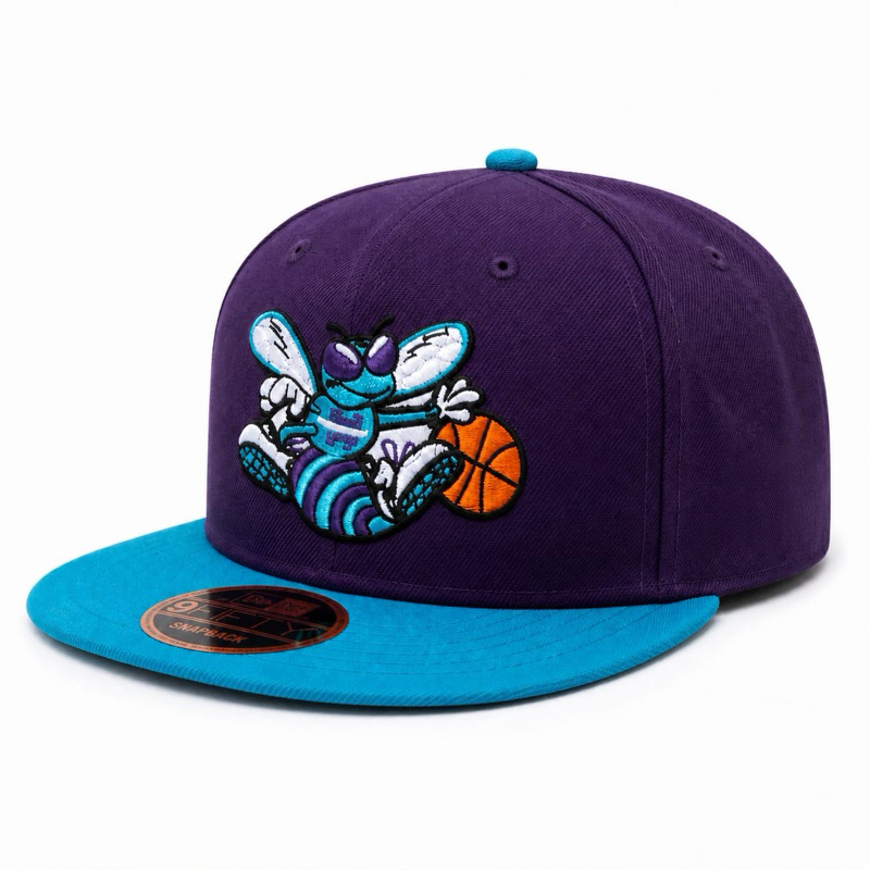 Boné Charlotte Hornets Aba Reta Snapback Premium Bordado Ajustável Estilo NBA