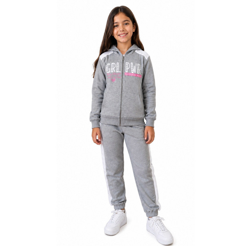 Conjunto Feminino Infantil Moletom Confortável e Quentinho com Detalhes em Pelúcia Víston Tamanho 10/14