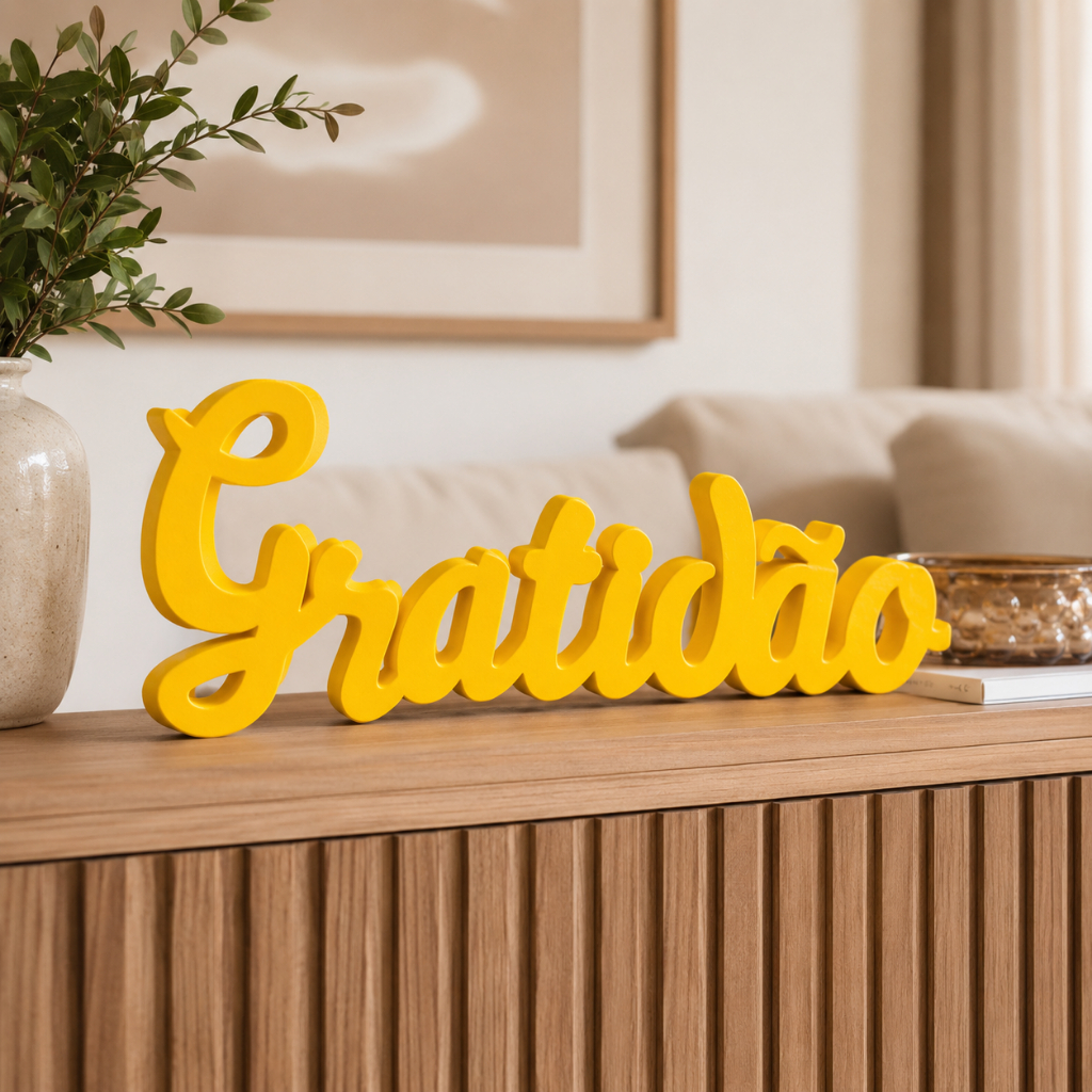 Letreiro Palavra Gratidão Decorativo Para Mesa Sala Quarto Escritório