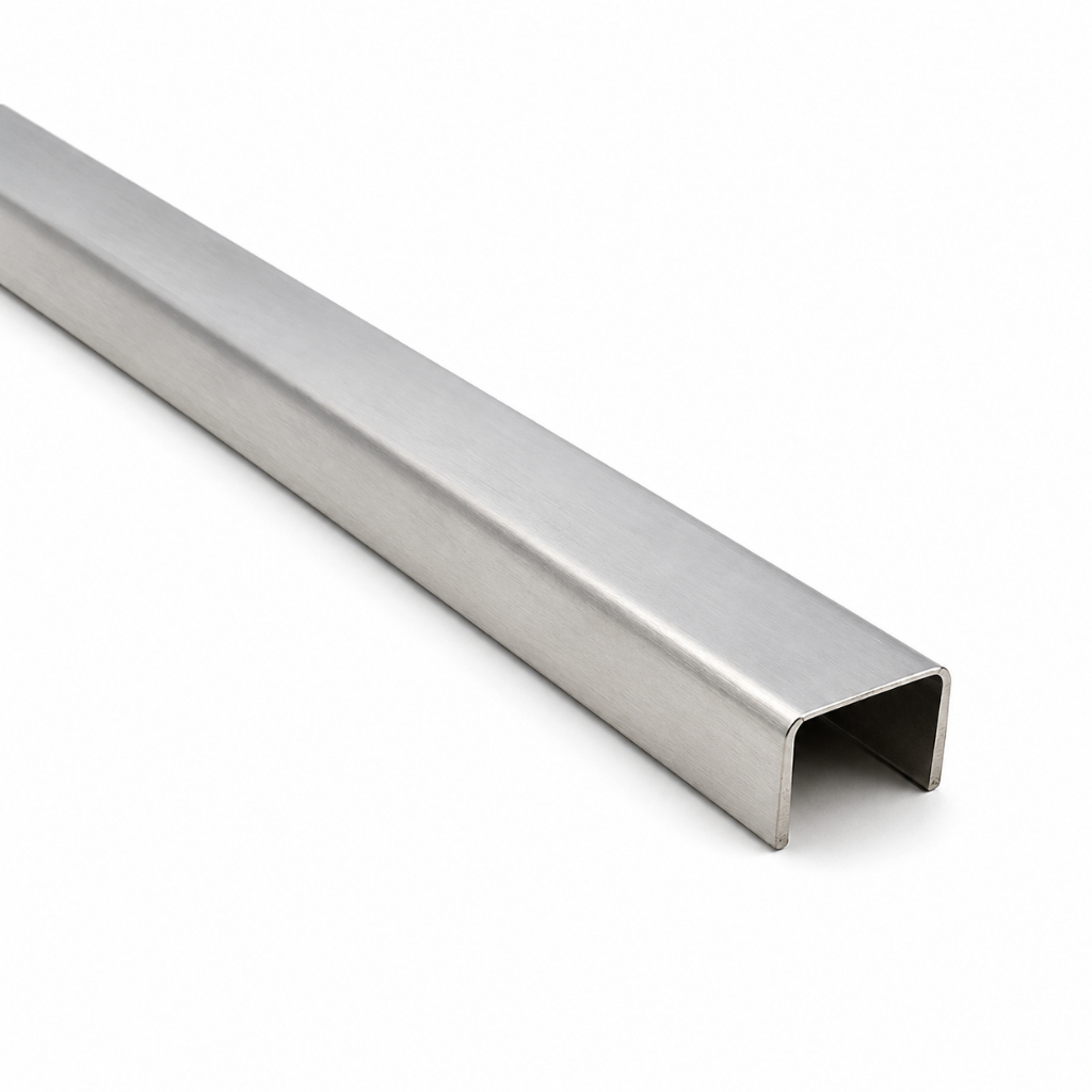 Kit Perfil U Filete 1M ACM INOX Canaleta Inox Listelo Separador Divisor de Ambientes Material de Construção Obras Acabam