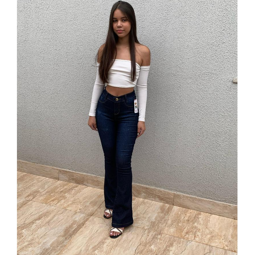 Detalhes do Calça Flare Boca de Sino Boiadeira Infantil e Juvenil Modelagem Cos Alta