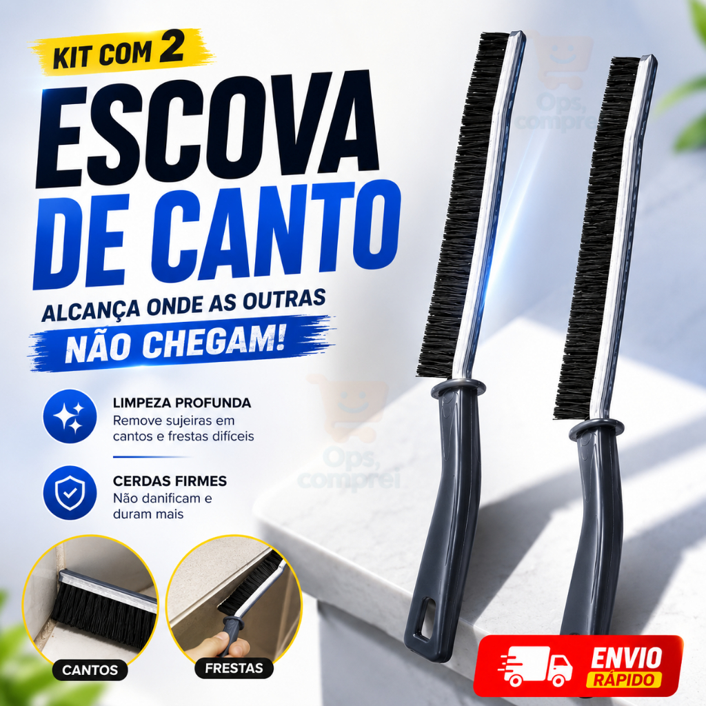 Kit de Escova Limpa Cantinhos Escovinha Para Banheiro e Janelas