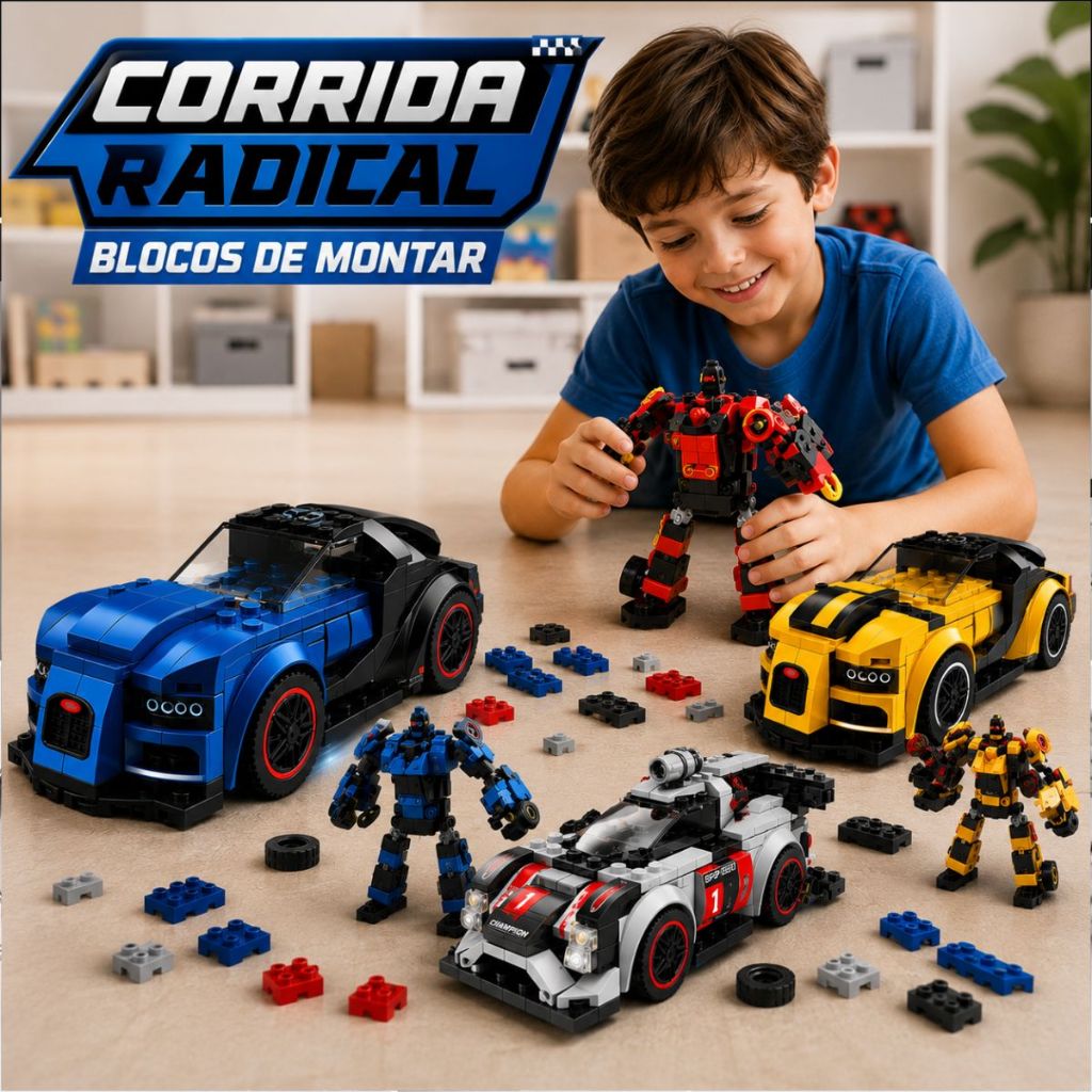 Brinquedo de Blocos de Montar Carrinho Transformável Que Vira Robô 2 em 1 a partir de 191 Peças para Crianças
