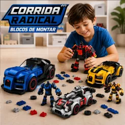 Brinquedo de Blocos de Montar Carrinho Transformável Que Vira Robô 2 em 1 a partir de 191 Peças para Crianças