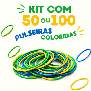 Kit Pulseiras Coloridas Infantis 50 ou 100 Unidades Lembrancinhas para Festa Aniversário Brindes e Recreação