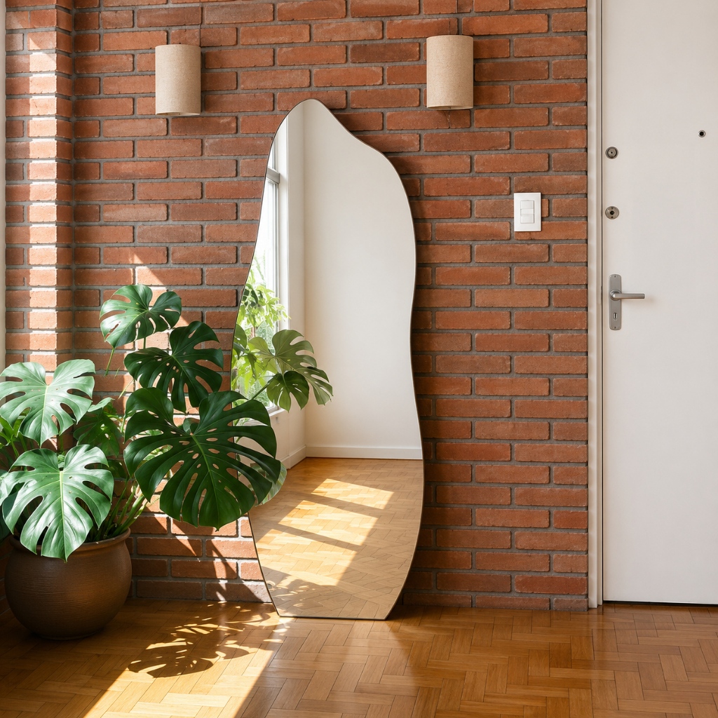 Espelho Orgânico Flame 80x50 cm – Corpo Inteiro Tendência Pinterest Quarto Sala