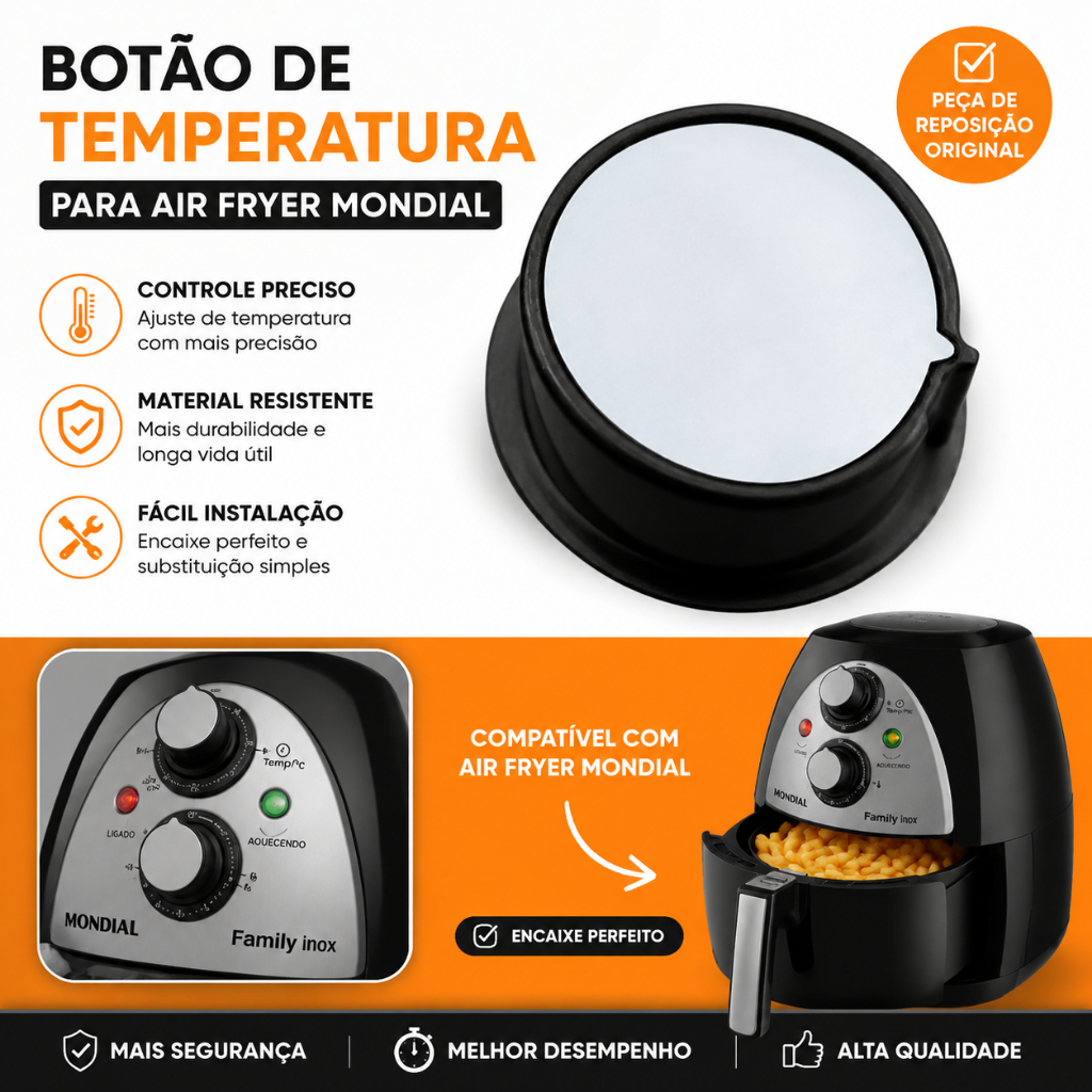 Botão Temperatura Para Air Fryer Mondial Preto