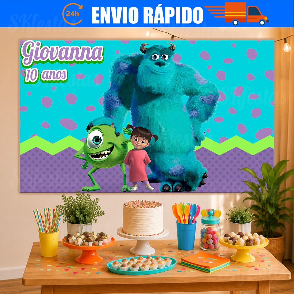 Painel de Festa Personalizado Monstros SA, Boo Decoração Cenários, decoração de festa, Mêsversário, aniversário