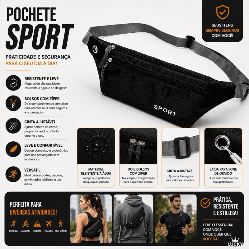 Pochete Cinto para Celular com Porta Chave para Academia e corrida