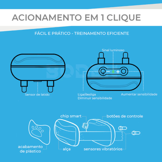 Coleira Aparelho Anti Latido Eletrônica De Adestramento Sem Choque Recarregável