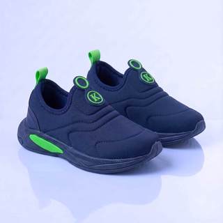 Kidstep Tenis Escolar Infantil Calce Fácil K Masculino Bordado Marinho com Verde