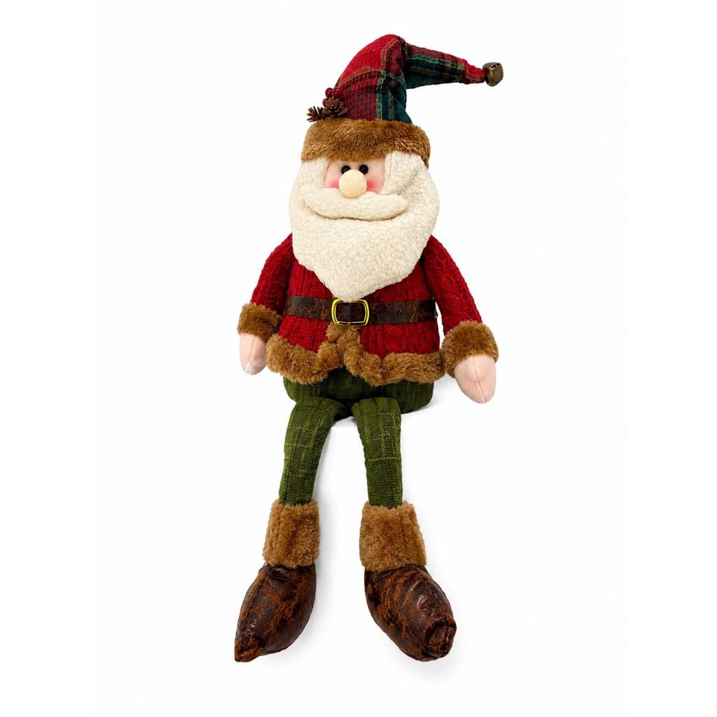 Papai Noel 60 cm Decorativo Sentado – Enfeite de Natal com Pernas Flexíveis