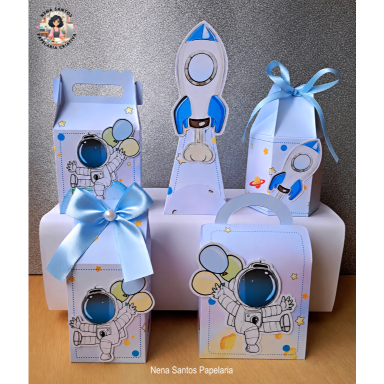 Kit Caixinhas ASTRONAUTA Personalizados(PEGUE E MONTE)Lembrancinhas Caixinhas Festa Infantil Astronauta