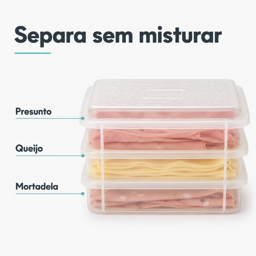 Porta Frios 3 Andares Transparente Livre de BPA Organizador de Geladeira Empilhavel