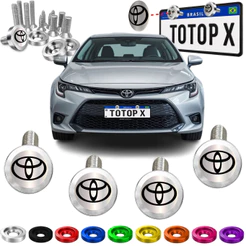 Kit Completo Da Toyota Inox Parafusos 2 Placas Logo Arruela Corolla, Hilux , Cross e Outros