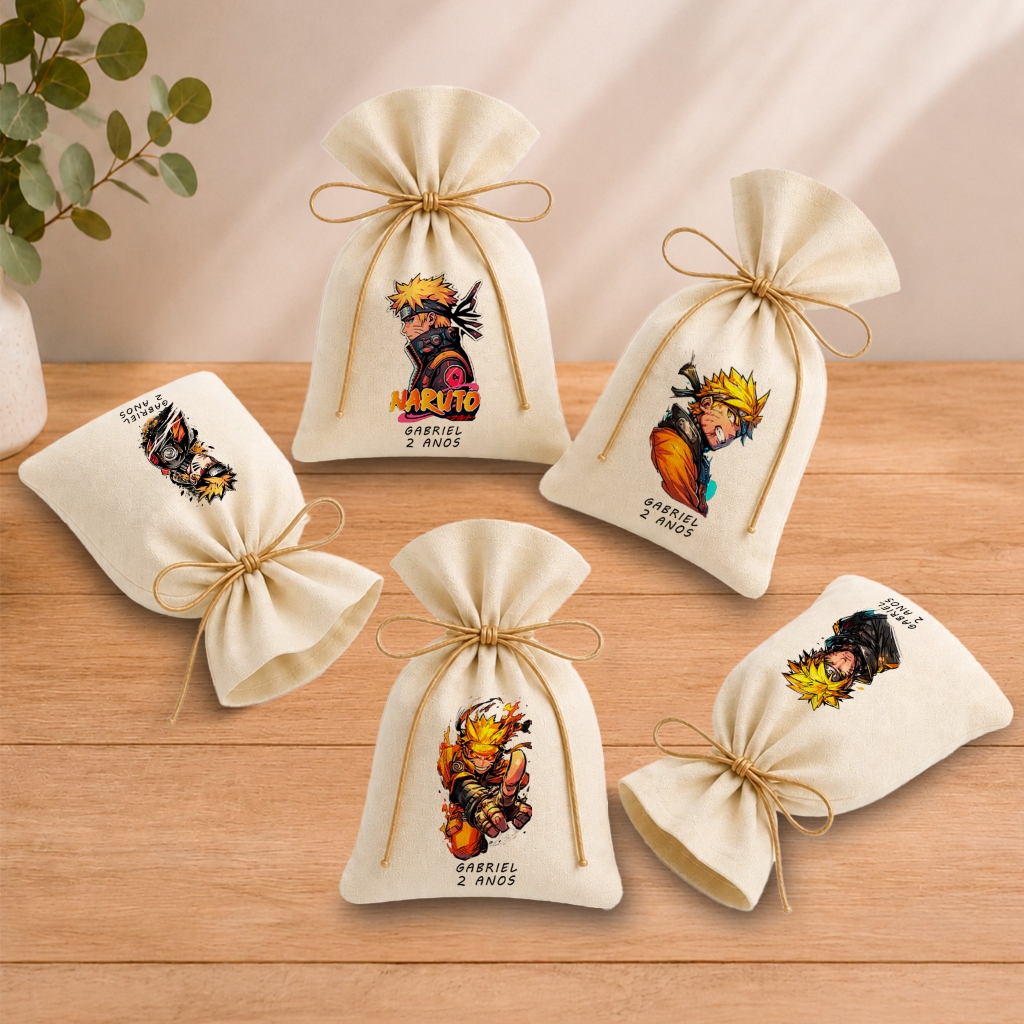 Kit 20 Saquinhos Lembrancinha Personalizada Festa Infantil Aniversário Naruto M2 11x17
