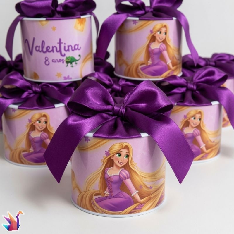 Tubolata Personalizada Rapunzel Enrolados 5x6 cm | Lembrancinha Festa Infantil Princesa | Kit Personalizado
