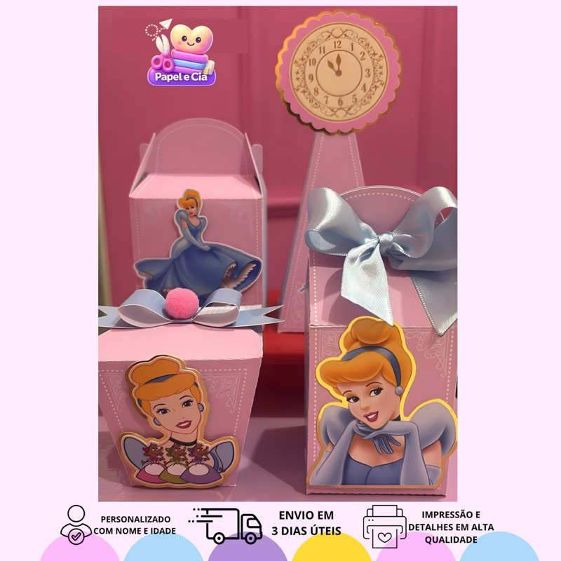 Caixinhas Personalizadas Cinderela – Lembrancinhas Festa Infantil