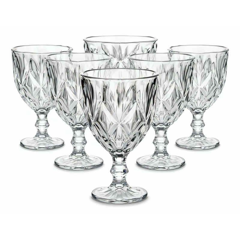 Jogo c/ *06 Taças* Vidro Vinho/Agua 330ml Diamond Transparente