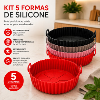Kit 5 Formas de Silicone Air Fryer Forno Microondas Antiaderente Reutilizável Flexível co…