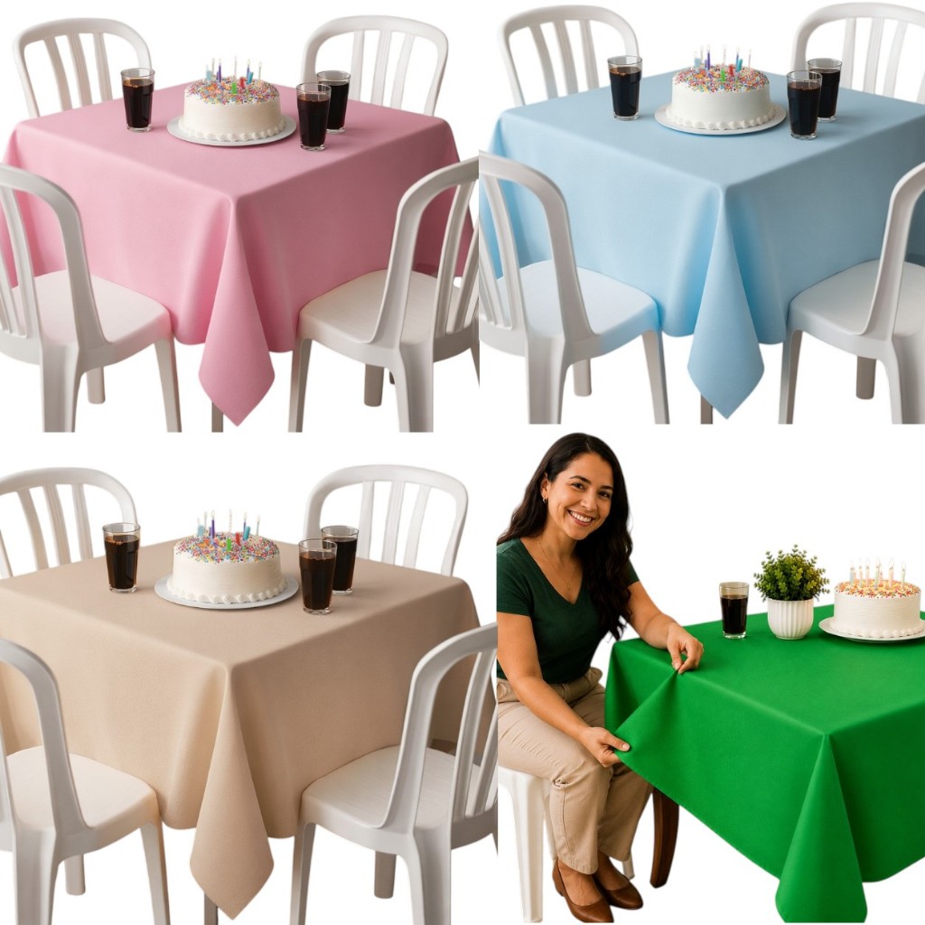 Kit 5 a 10 Toalhas de Mesa 1,40m x 1,40m com Caimento de TNT Cami Várias Cores Sua Escolha