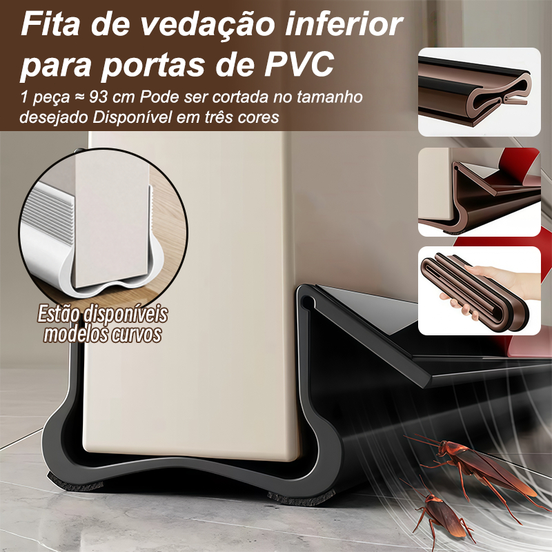 Vedação Inferior Flexível Em PVC Para Portas De Inverno Prova De Vento Frio E Insetos