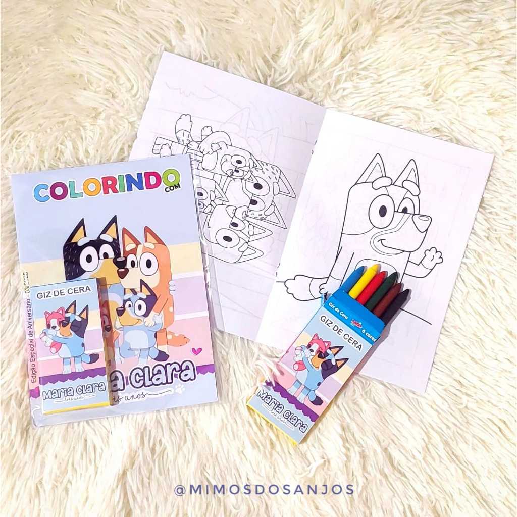 Kit Mini Livrinhos de Colorir e Atividades + Giz de Cera Lembrancinha Aniversário Infantil Personalizada