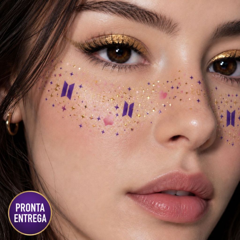 Adesivo Facial BTS Army Tatuagem Temporária Maquiagem Turne Arirang Kpop