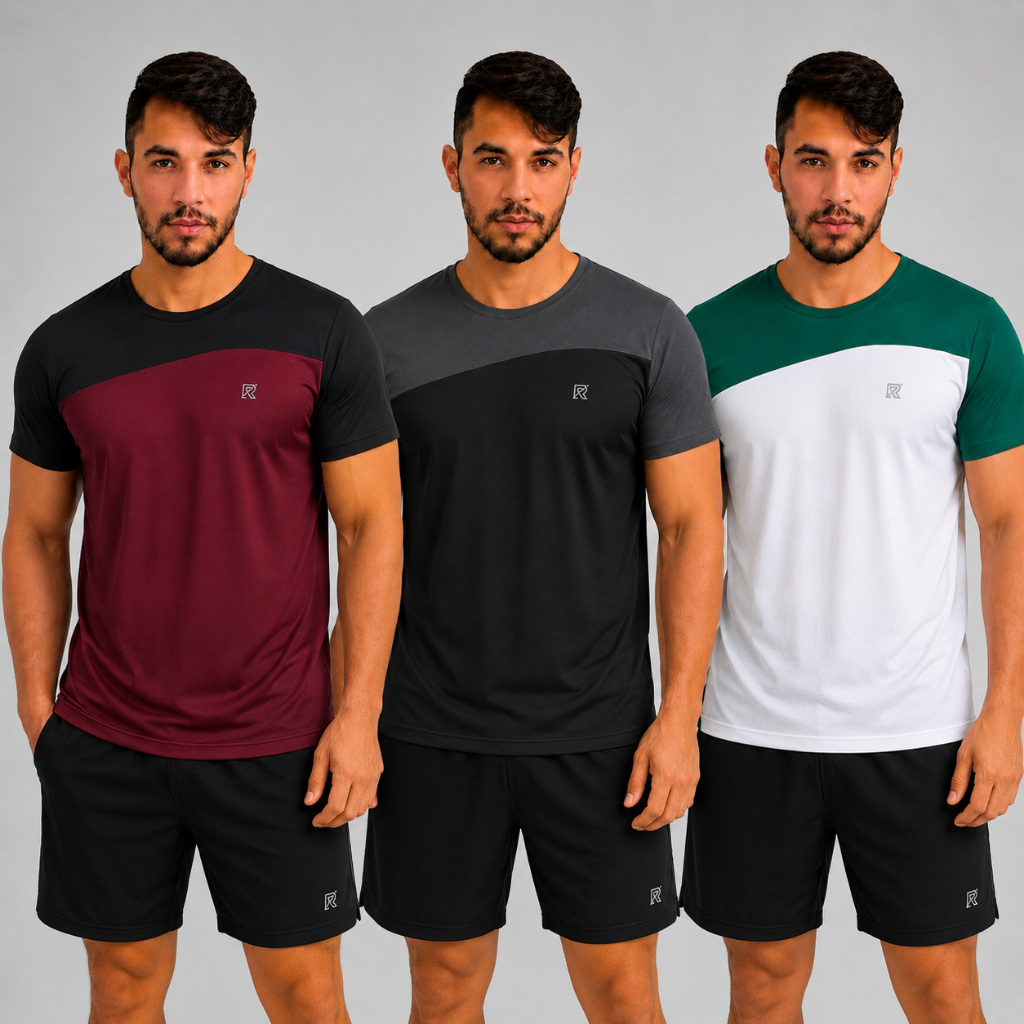 Kit 3 Camisetas Masculinas Dry Fit Academia Treino Corrida Esportiva Respirável Malha Fria Fitness Secagem Rápida