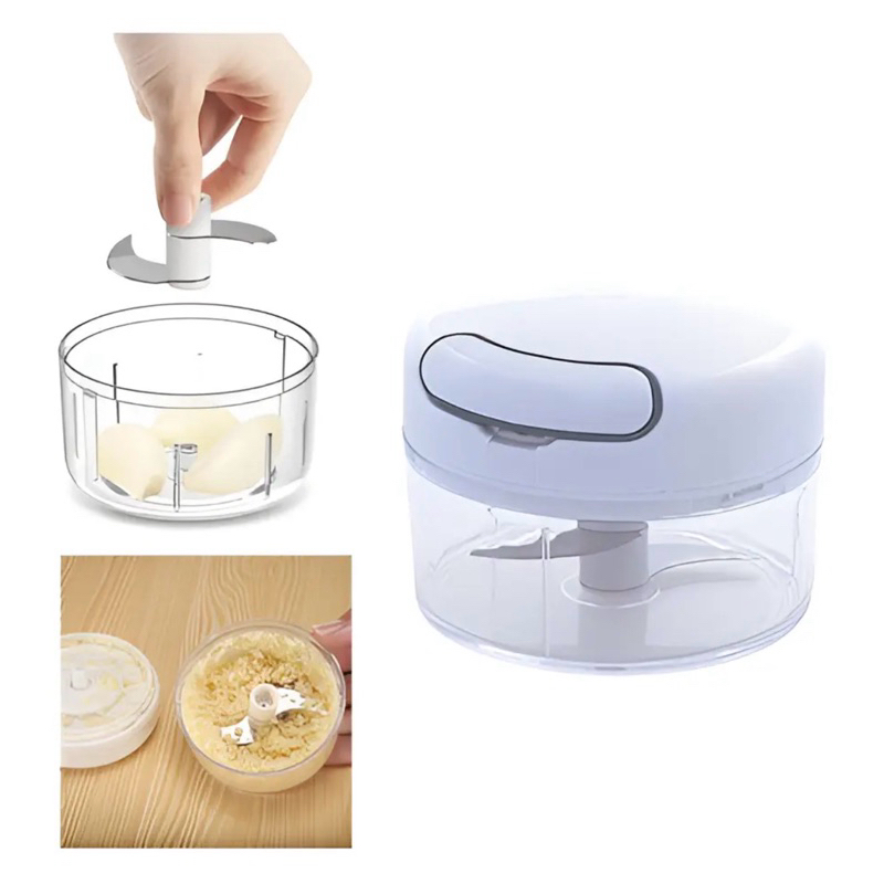 Mini Processador Alho Legumes Triturador Alimento Manual Lâminas Inox Utensílio Cozinha 170 ML. cores sortidas