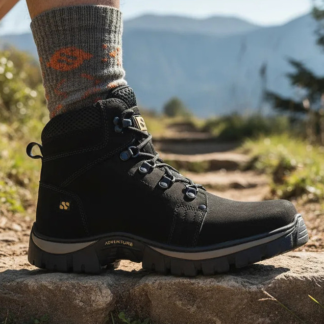 Bota Adventure Masculina Couro Legitimo Coturno Trail Preto