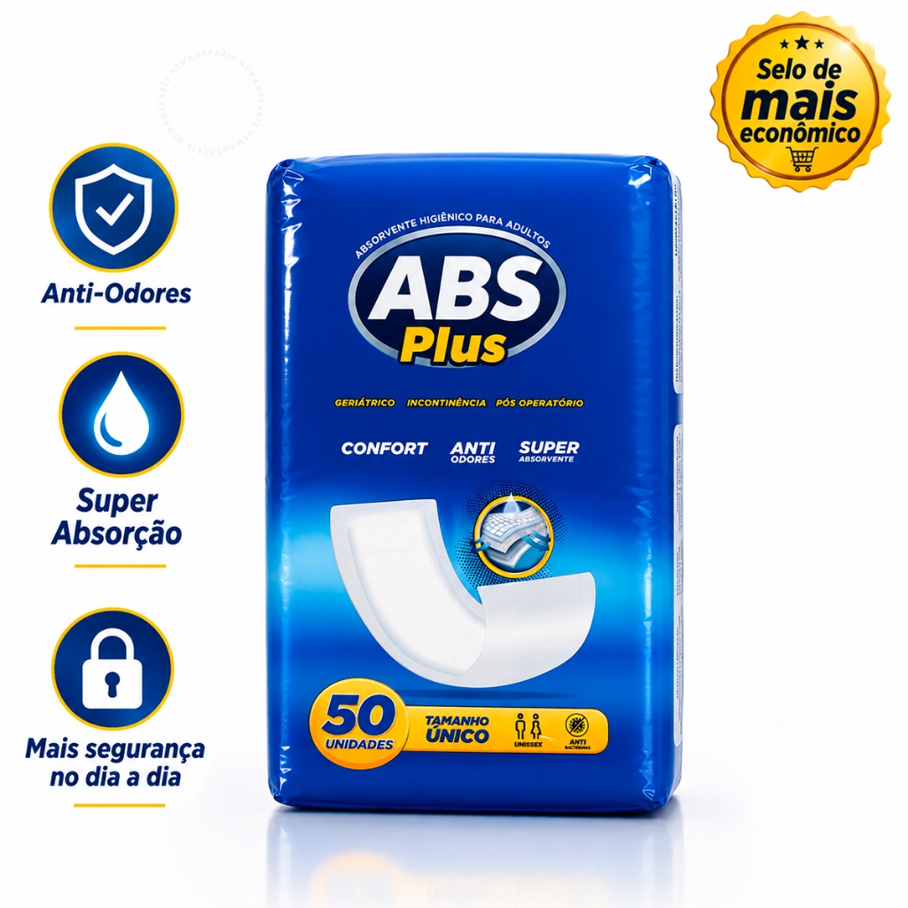 Absorvente Geriátrico Absorv Plus 50 100 150 ou 200 Unidades Unissex Incontinência Pós Operatório Noturno