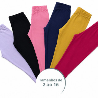 Kit 3 ou 5 Calça Legging Escolar Lisa Infantil Menina Volta as Aulas Sortidas Roupa Femin…