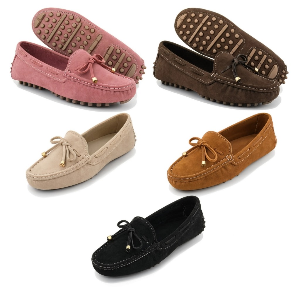 Mocassim Feminino Sapatilha Feminina Ref 800 Em Couro Nobuck Casual Confortável Antiderrapante