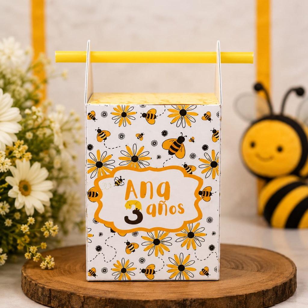 Caixa Canudo Personalizada Abelhinha | Lembrancinha Festa Infantil | Caixa para Doces e Brindes