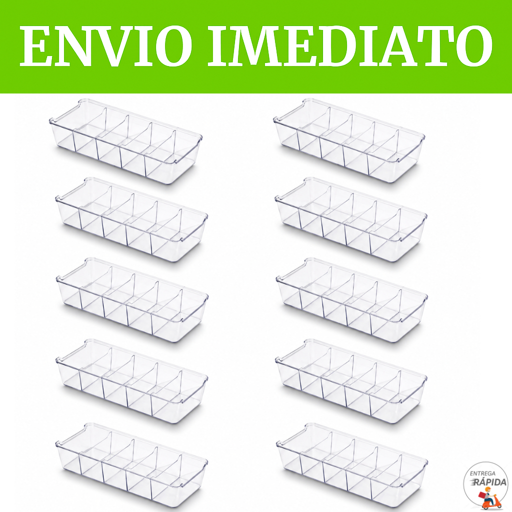 KIT 10 COLMEIA ORGANIZADORA EM ACRÍLICO COM DIVISÓRIA PARA GAVETAS MEIA ROUPA DE BEBE