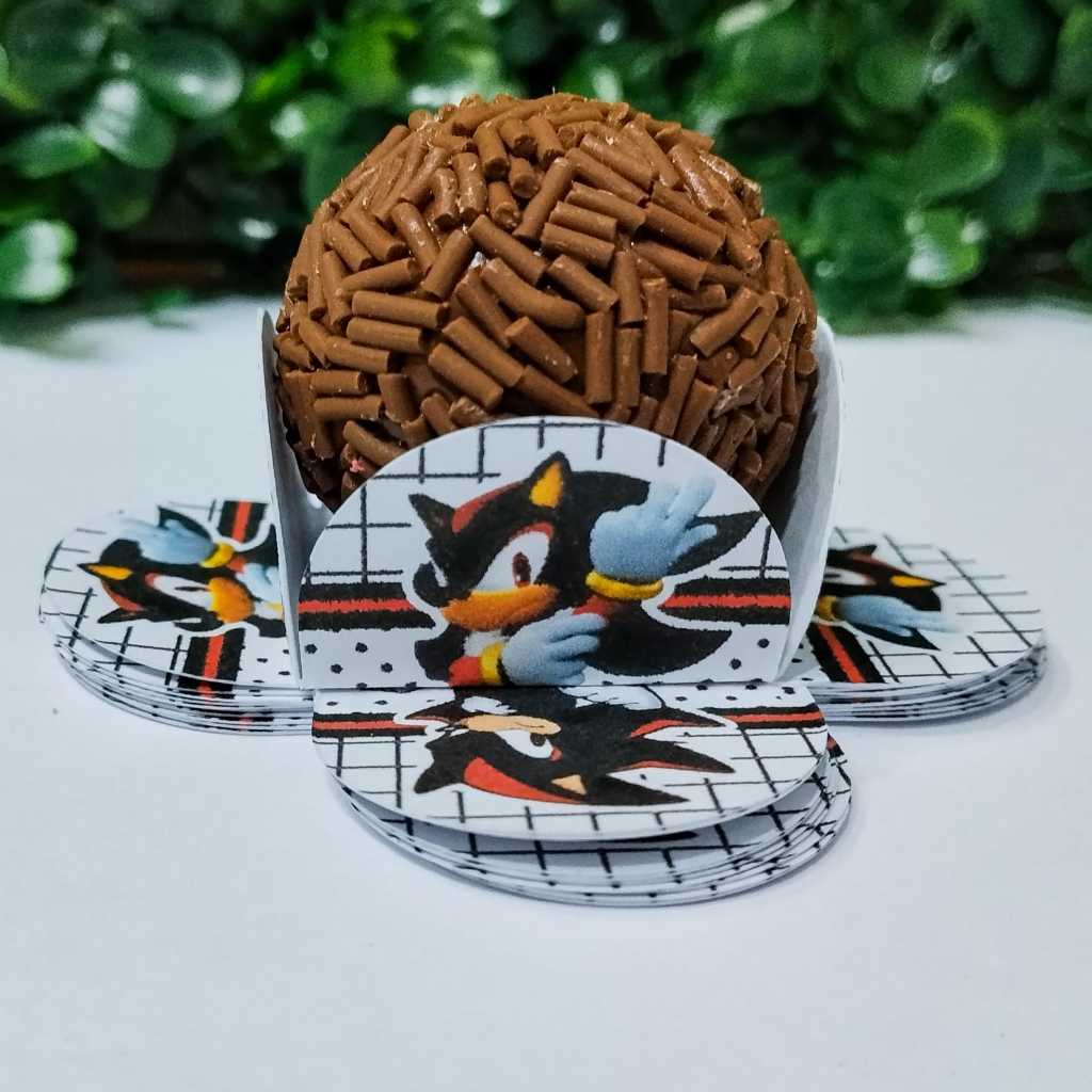 Forminha de Doce Shadow Sonic Preto 4 Pétalas Kit 50 100 200 300 Unidades Aniversário Pronta Entrega Envio 24h