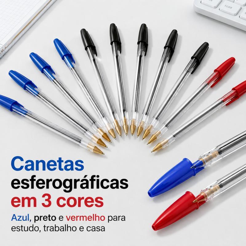 Esferográficas Ponta 0,5mm Tinta Permanente, Perfeito para Estudos e Trabalho, Conjunto de Canetas Esferográficas