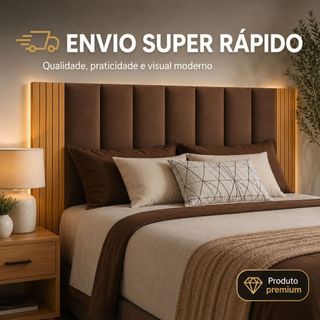 Kit Com Até 12 Peças Cabeceira Modular + Painel Ripado MDF Para Cama Box Casal King Queen - Envio Full