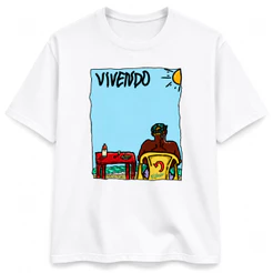 Camiseta Streetwear Praia Verão Vivendo Estampado Camisa 100% Algodão